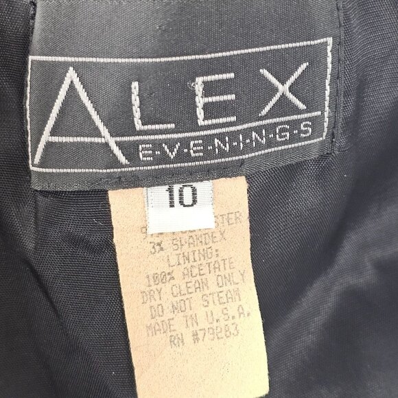 Vtg Alex Evenings Formal Gown 10 Black Timeless Satin Dress Elegant Evening USA - Picture 5 of 16